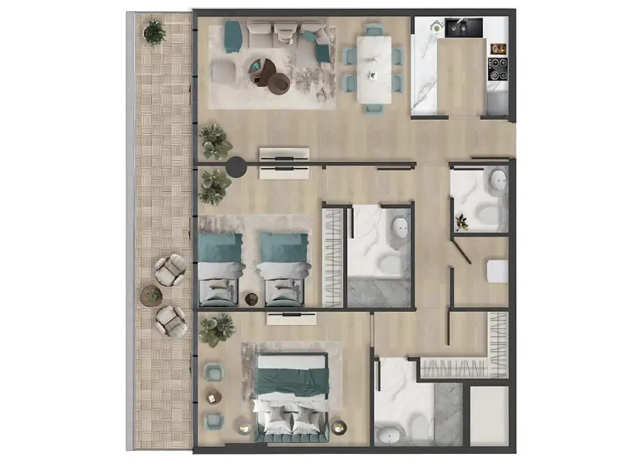 2 bedrooms apartment