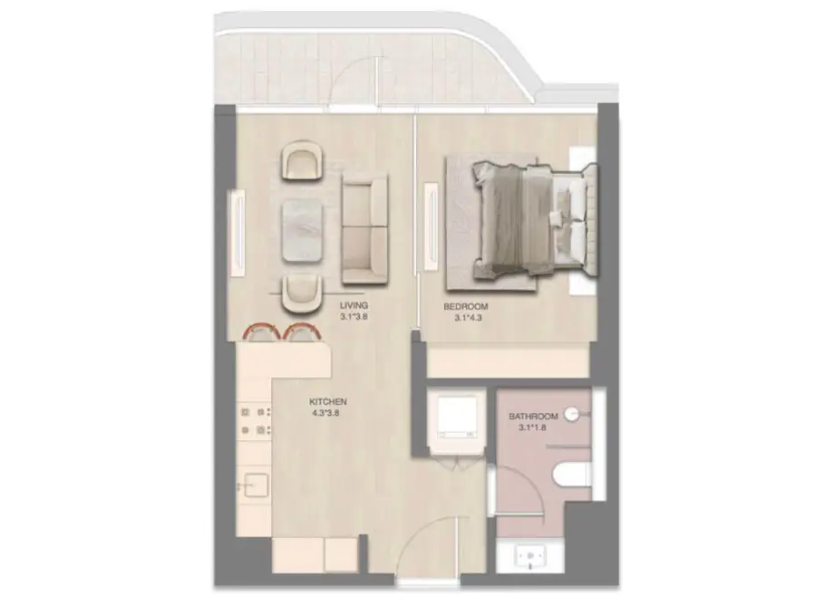 1 bedroom apartment